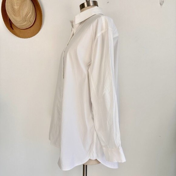 Athleta Womens Oversized Poplin Top Size Medium White Performance Pockets New - Picture 8 of 16